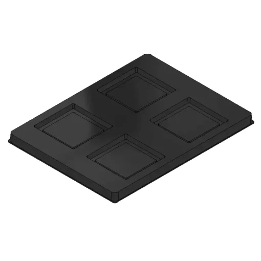 MC-76141 Conductive Tray Insert for 28mm x 28mm QFP – Durable and reusable ESD packaging solution.