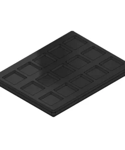 MC-76335 Conductive Tray Insert for 44 Lead PLCC – Durable and reusable ESD packaging solution.