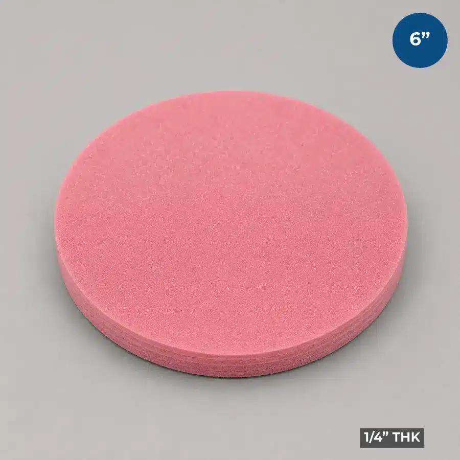 6 Inch Soft Wafer Cushion Foam Disc manufactured from pink open-cell antistatic foam for semiconductor wafer packaging