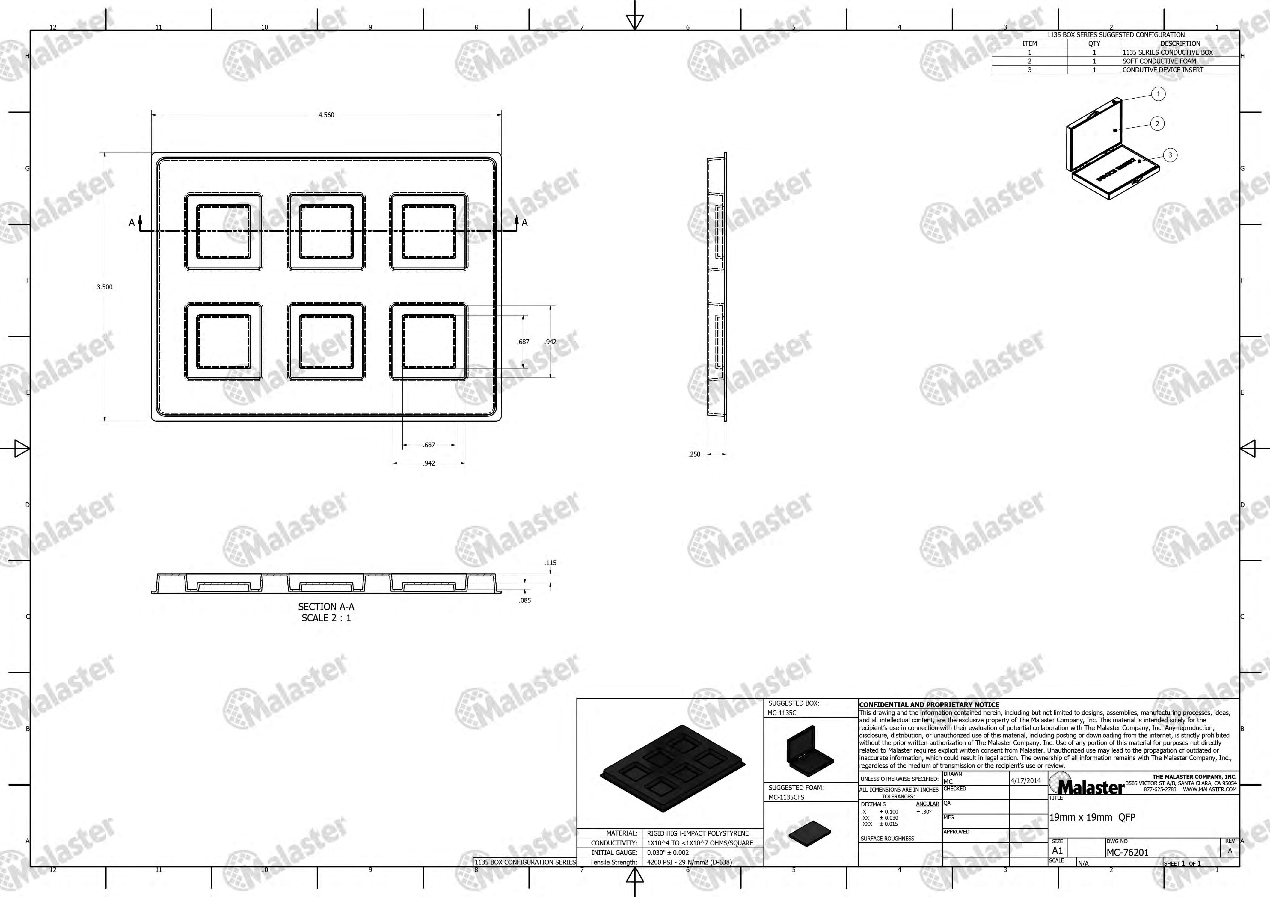 MC-76201 Conductive Tray Insert for 19mm x 19mm PQFP - Image 5